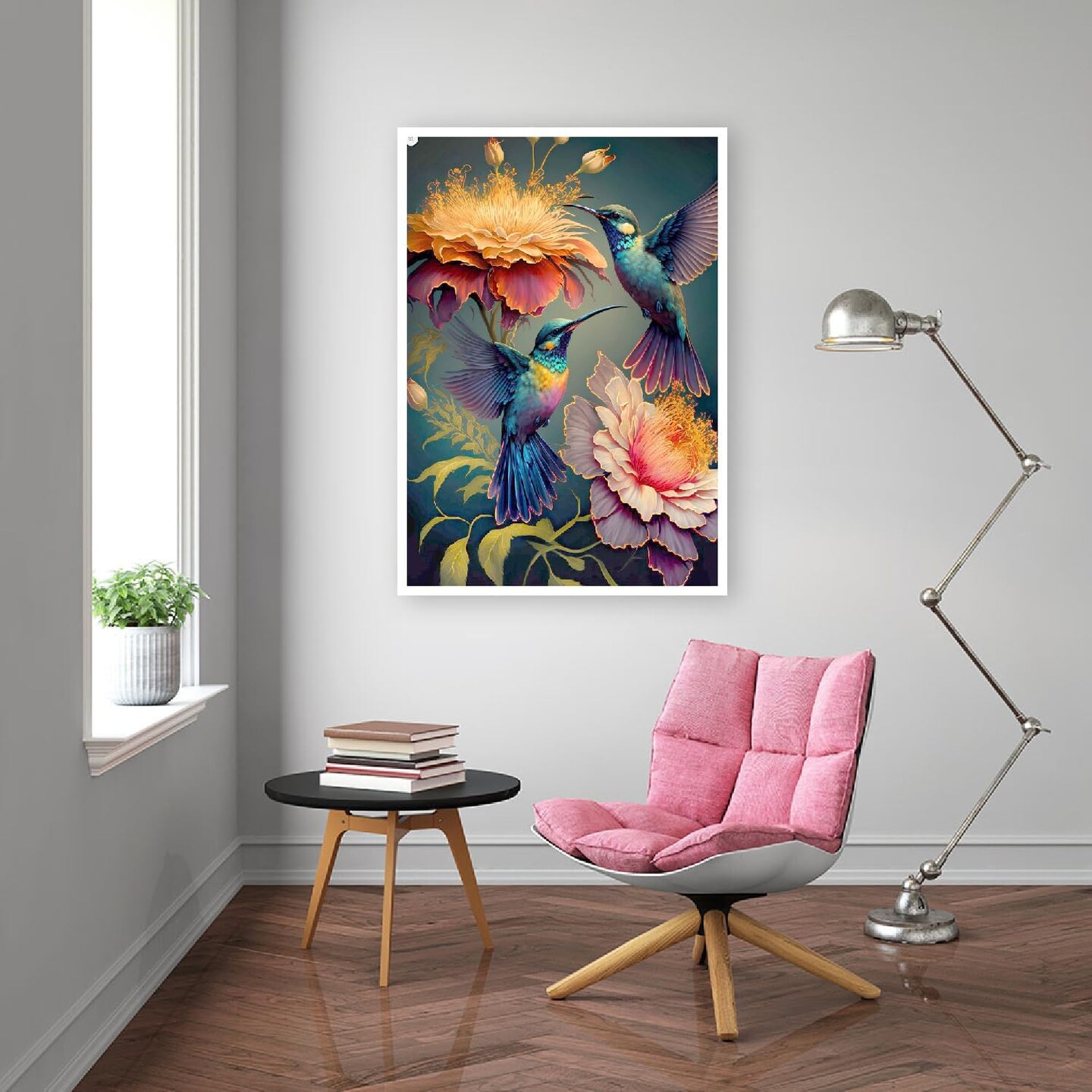 Diamond Art Kits for Adults - Hummingbird Flower Diamond Painting Kits DIY 5D Full Drill Diamond Dots Paintings with Diamonds Gem Art and Crafts for Home Decor 12x16 Inch