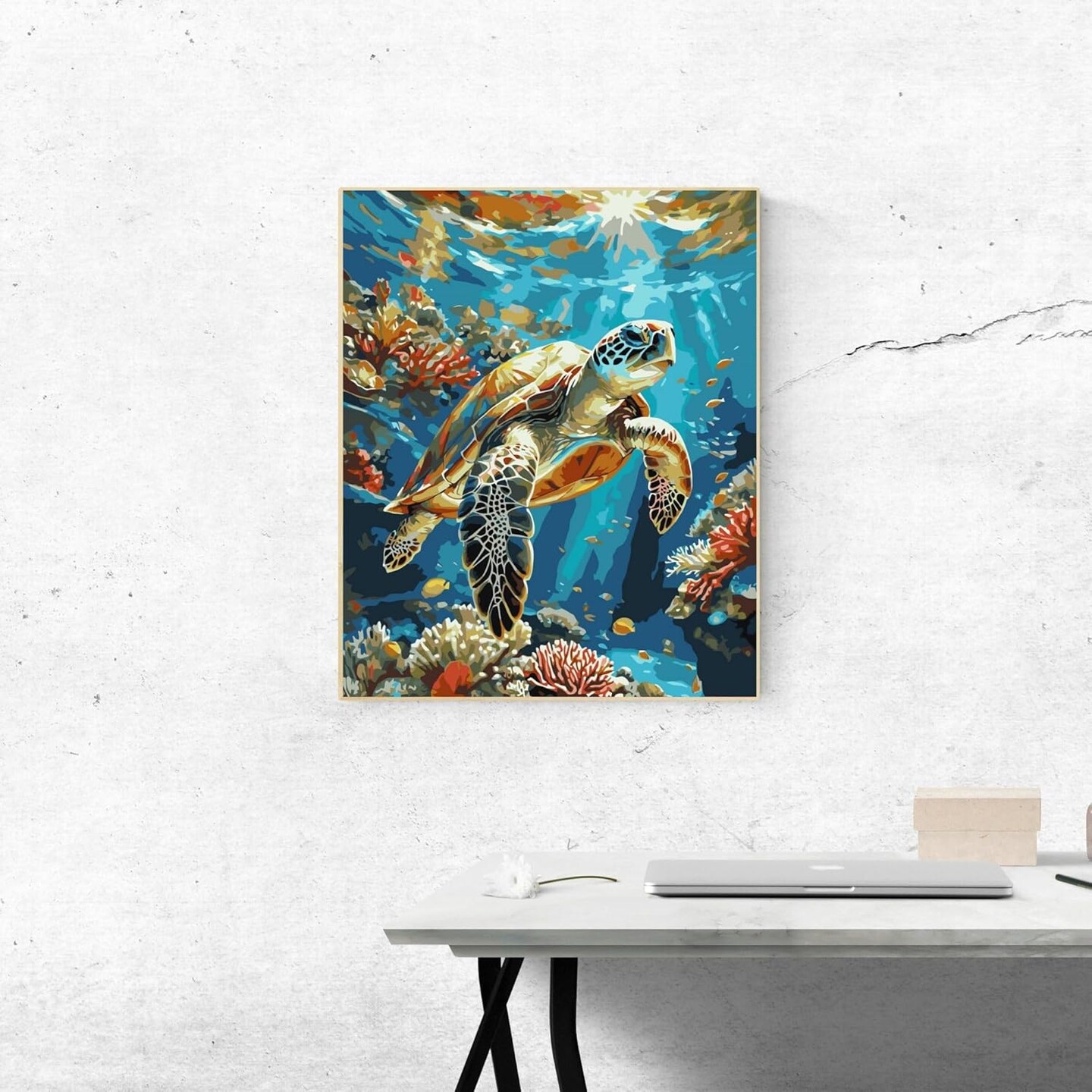 Painting by Numbers for Adults Number Oil Painting Kit Paint by Numbers Kit Beginner Turtle DIY Painting Kits for Adults Without Frame Paint by Number On Canvas for Gift Home Wall Decor