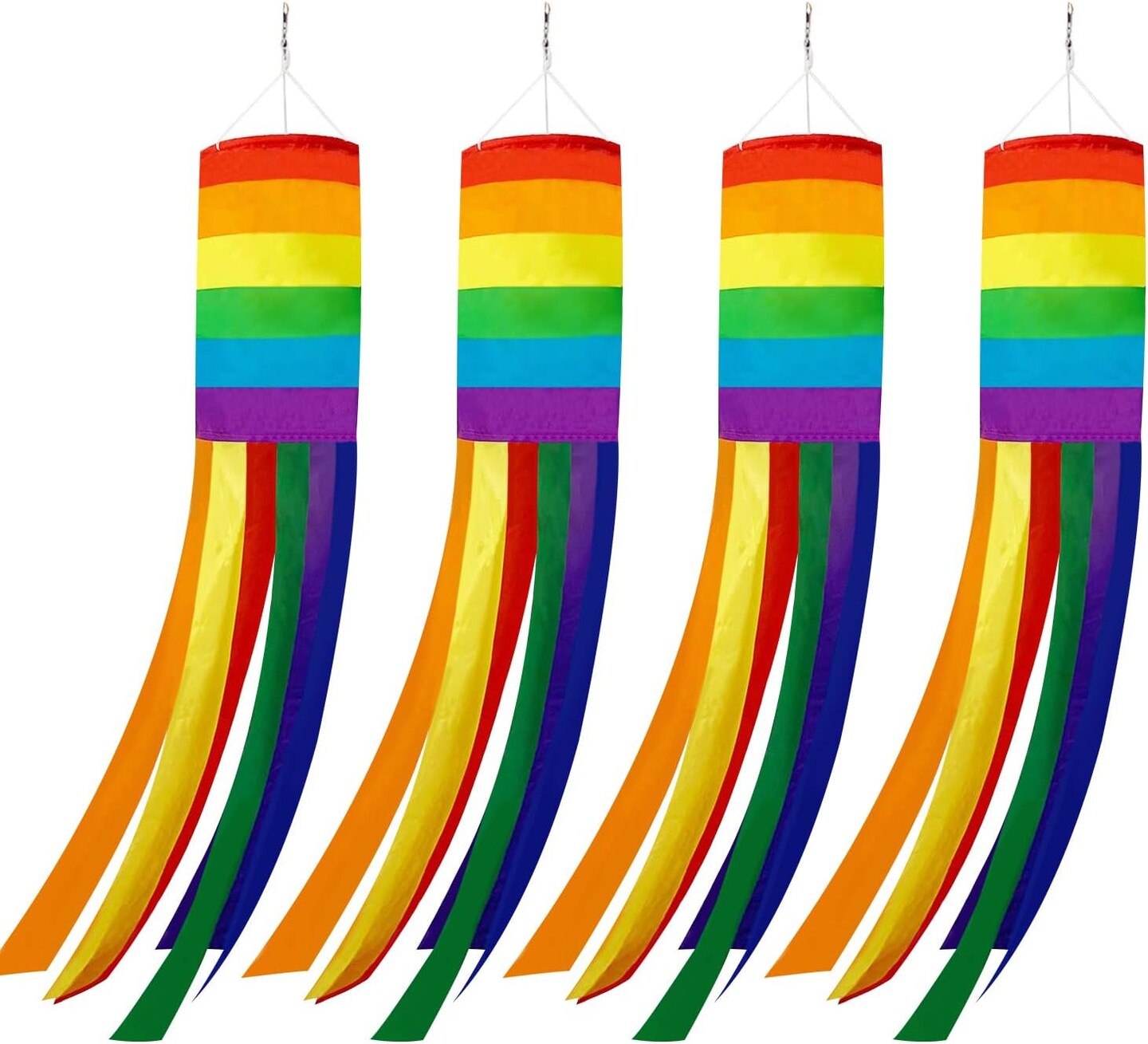 Rainbow Column Windsock Flag - 4Pcs Rainbow Windsock Flag Gay Pride Striped Outdoor Decor LGBT Event Banner Decoration