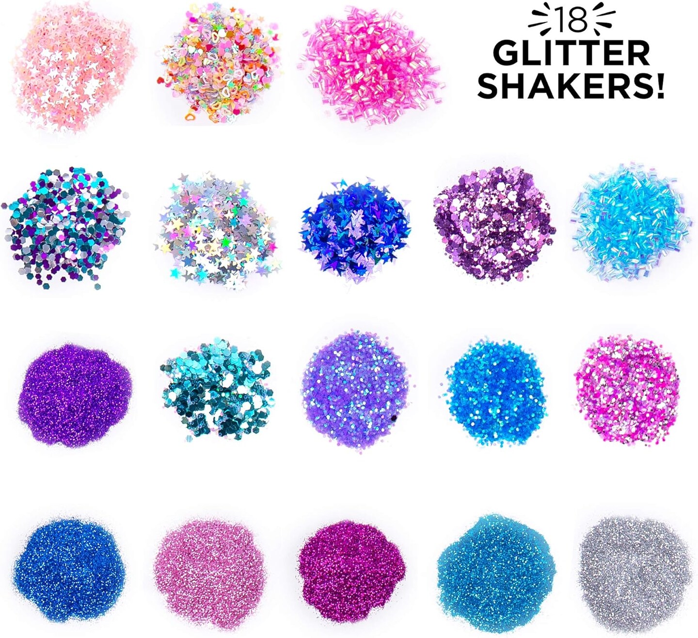 Glitter Shakers, 18-Pack, Assorted Glitter &#x26; Confetti, Fine Glitter, Chunky Glitter, Great for Resin Projects, Group Arts &#x26; Crafts, DIY Projects, Back to School Supplies &#x26; Art Class