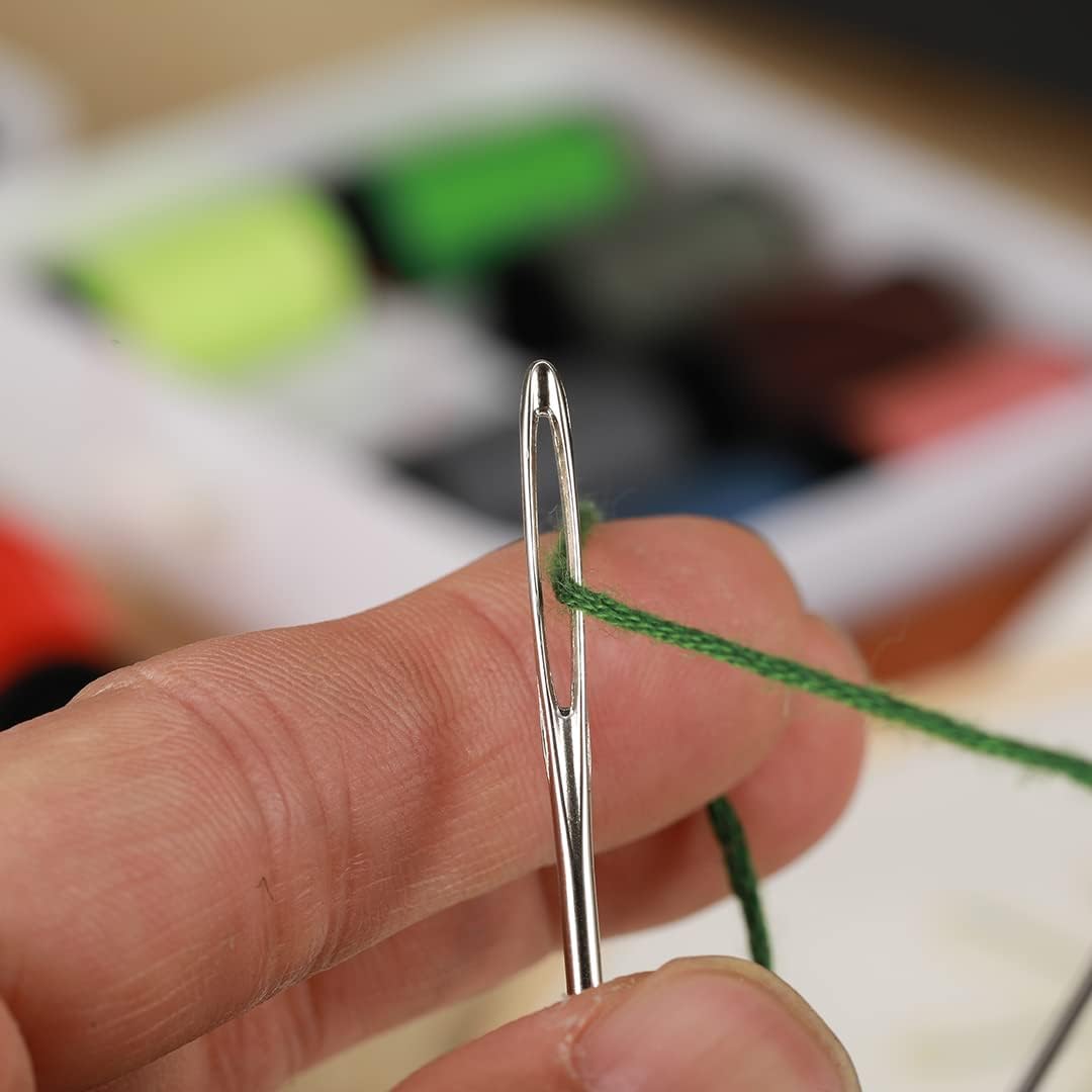 18 Pieces Large Eye Sewing Needles, Handmade Yarn Knitting, Sharp Stainless Steel Embroidery Thread Needle for Leather and Tapestry