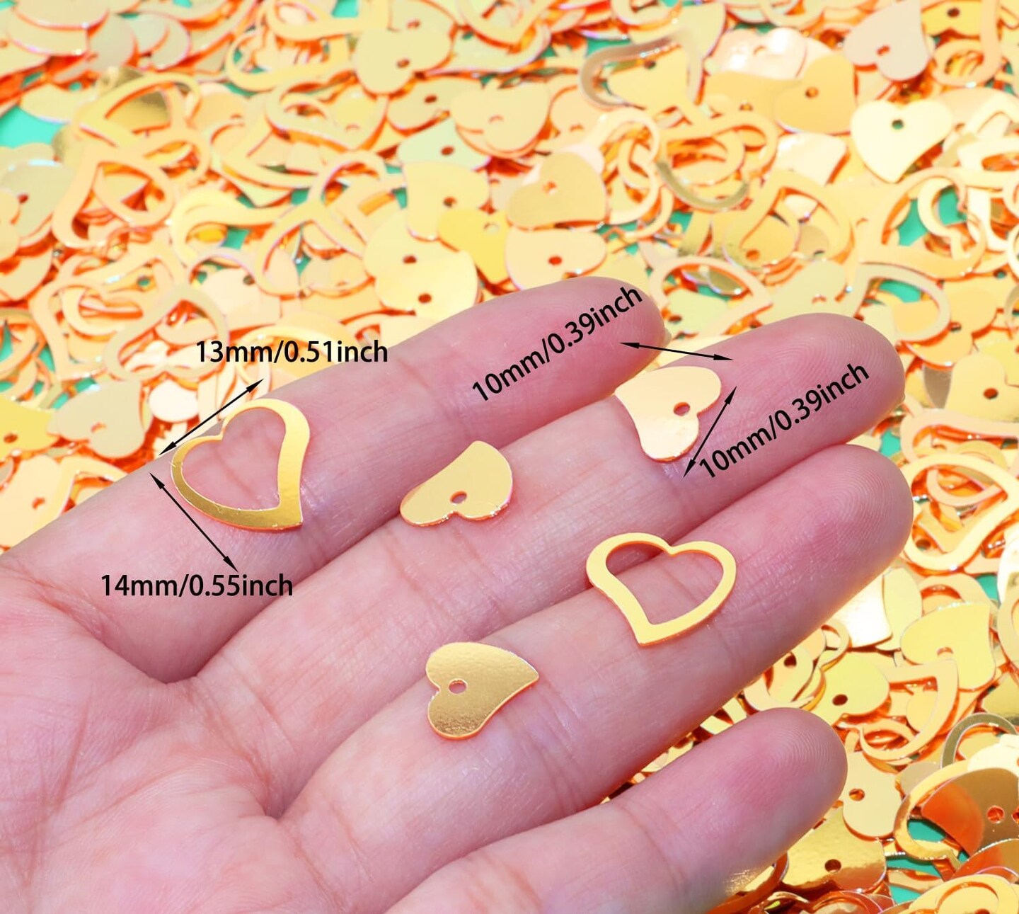 1200Pcs Love Heart Shaped Confetti, Table Wedding Decoration, Glitter Confetti for Wedding Party (Glitter Orange)