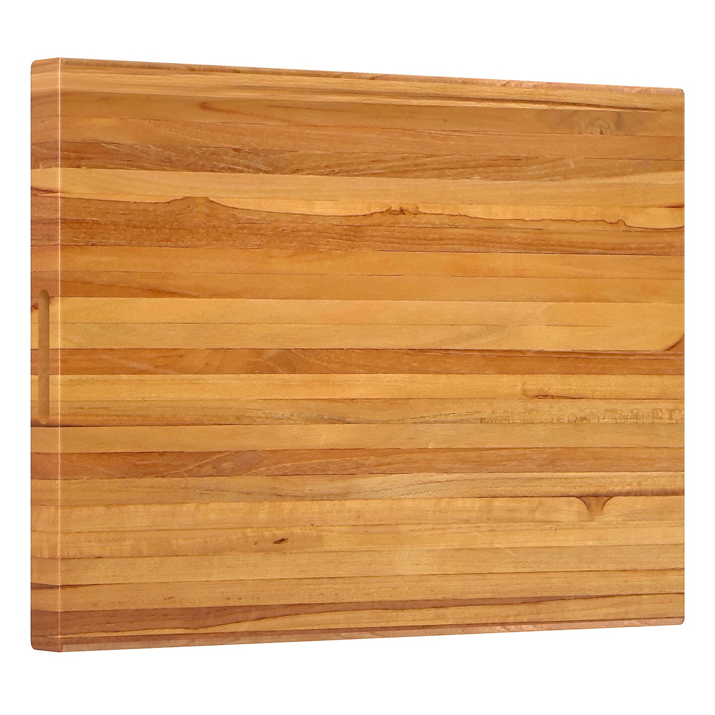 Teak Wood Cutting Board Extra Large Edge Grain Butcher Block with Handles, Reversible Design, Pre-Treated