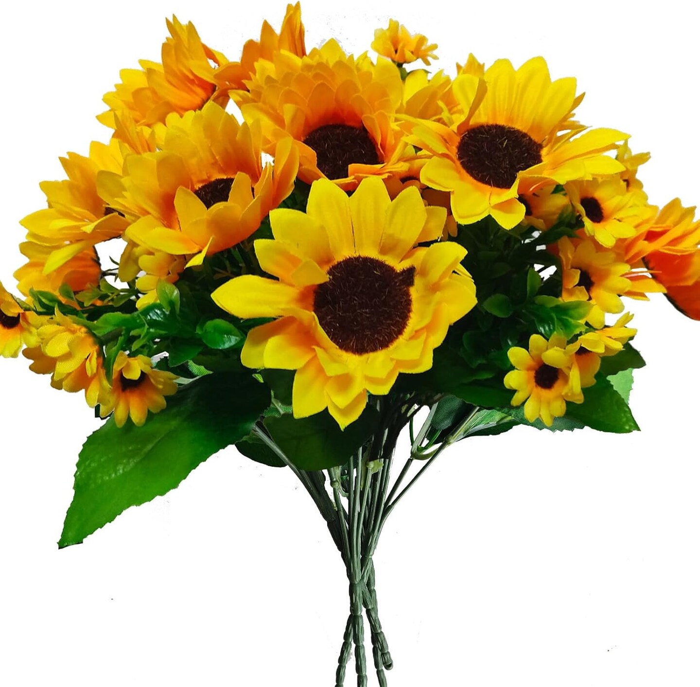 52 Heads Summer Floral Arrangement Sunflowers Artificial Flowers Bulk, Outdoor Fake Sunflowers with Daisy Mums Silk Flowers for Indoor, Home, Kitchen, Window, Porch Hanging Planter