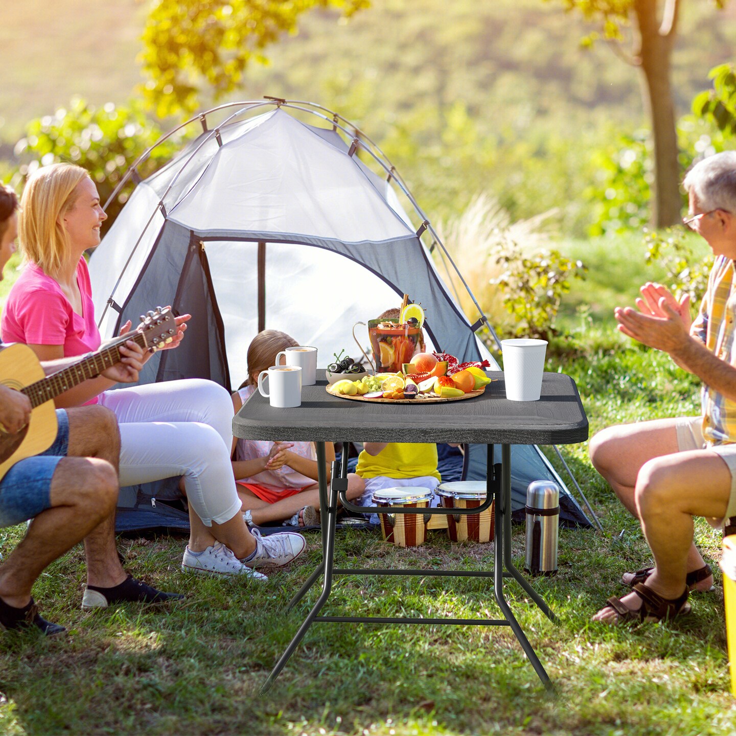 "Portable Folding Picnic Table with HDPE Top & Metal Frame, 110 lbs Capacity