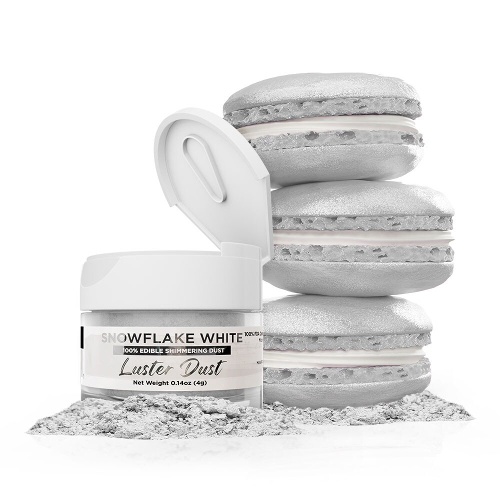 Bakell - Snowflake White Luster Dust (4g, 1x Jar) Edible Vegan Dust &#x26; Paint for Baking, Desserts and Beverages