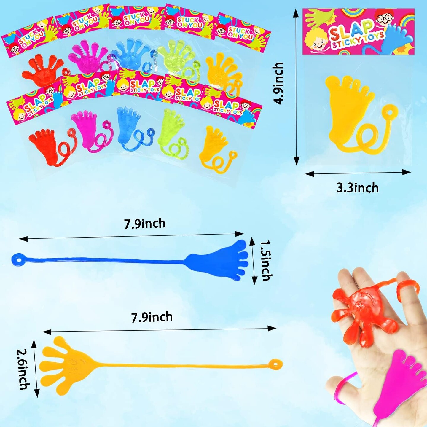 Party Favors Goodie Bag Stuffer Fillers for Kids (48 PCS), Sticky Hands & Feet for Birthday Pinata, Classroom Students Non Candy Treats Prizes Supplies Toys Gifts for Toddlers Boys Girls
