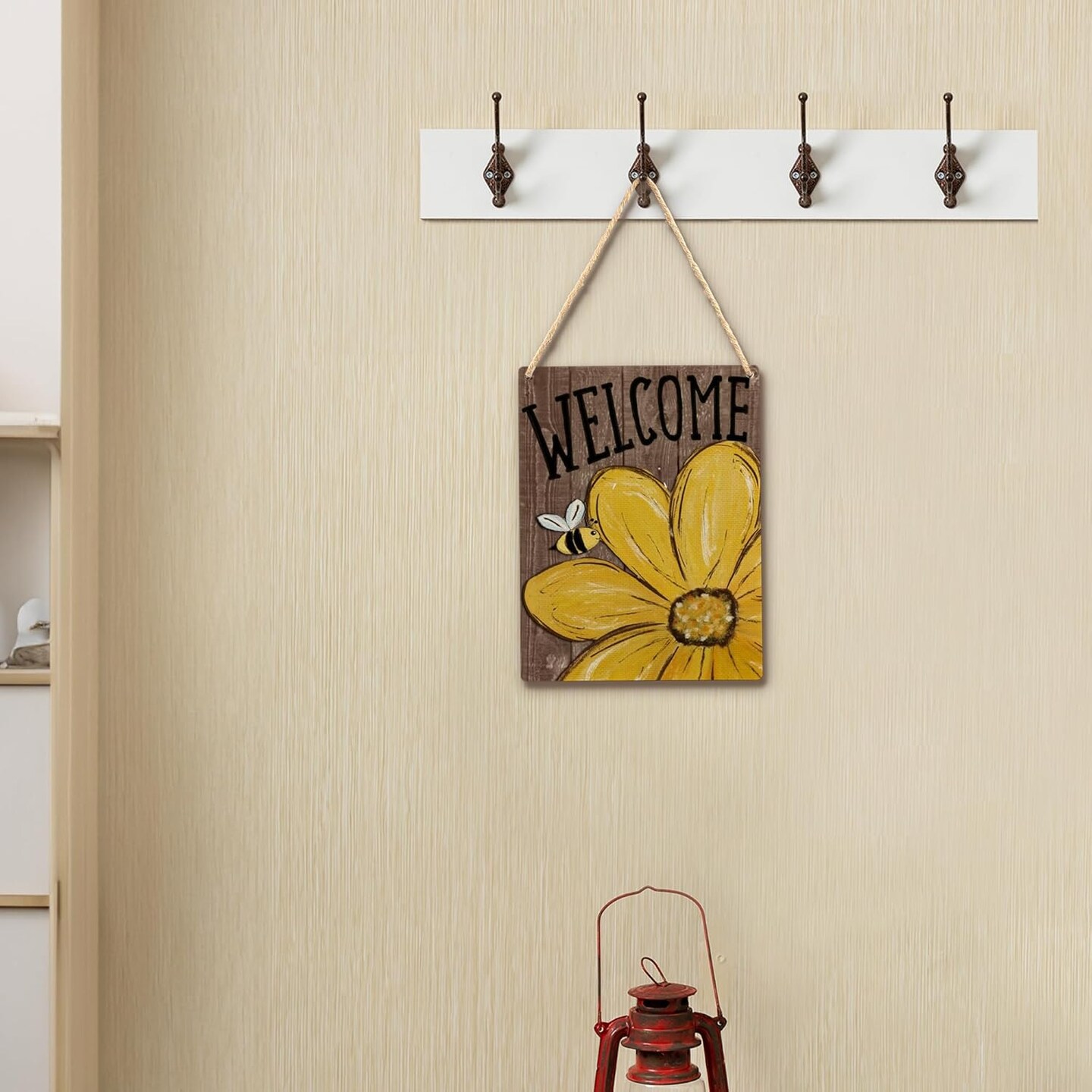 Sunflower Welcome Summer Sign – Rustic Door Sign for Front Door & Porch, 10x8 Inch Sunflower Door Hanger for Summer Home Decor