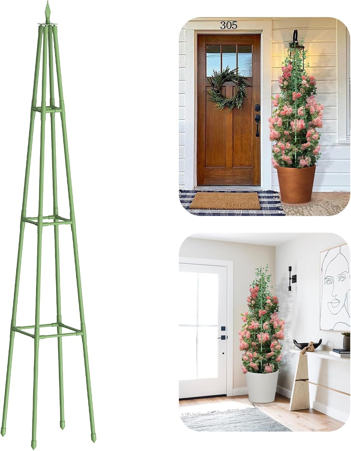 Obelisk Trellis for Climbing Plants Outdoor - 5.2 Ft
