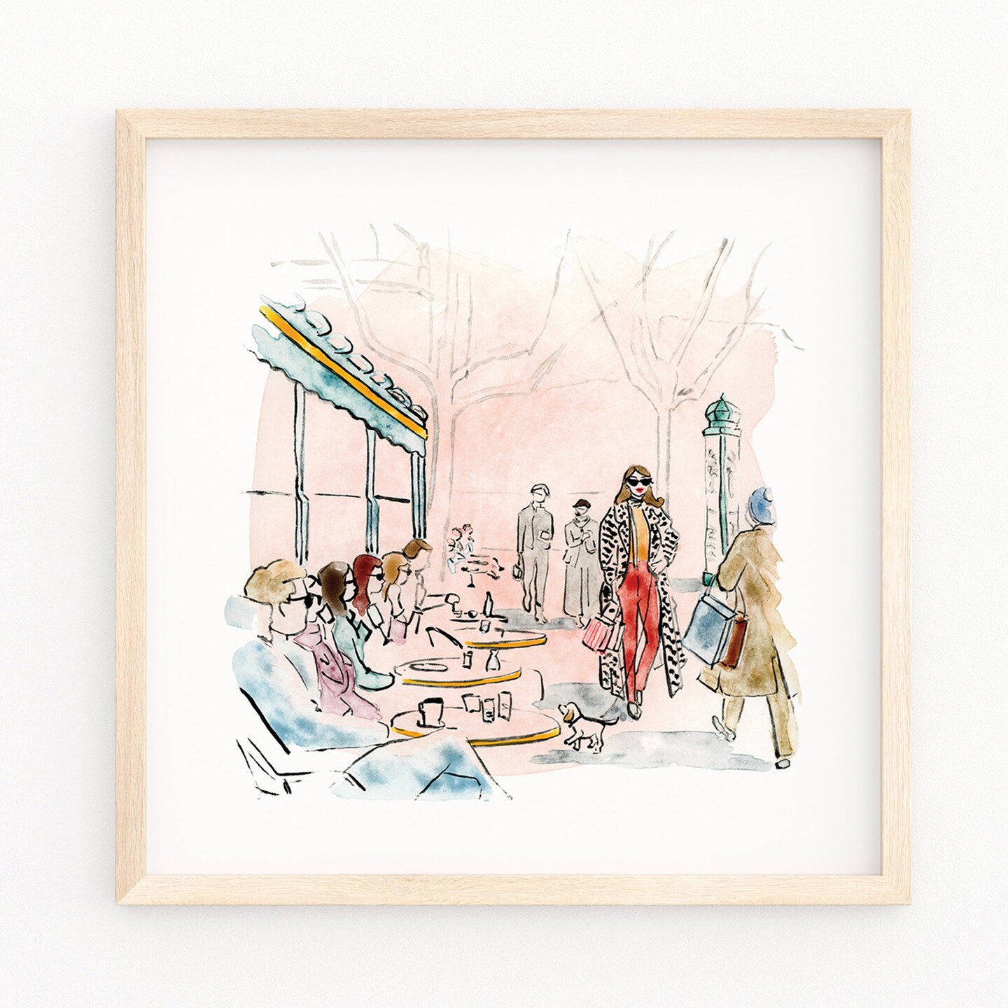 Girl in Paris Print, Paris Fashion Art, Paris Cityscape Watercolor