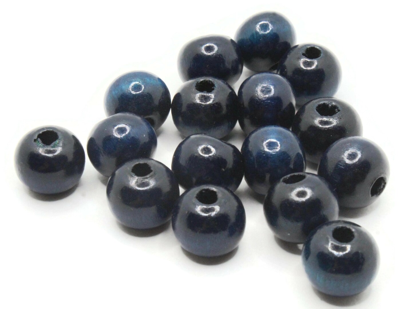 16 14mm Round Blue Vintage Wooden Beads