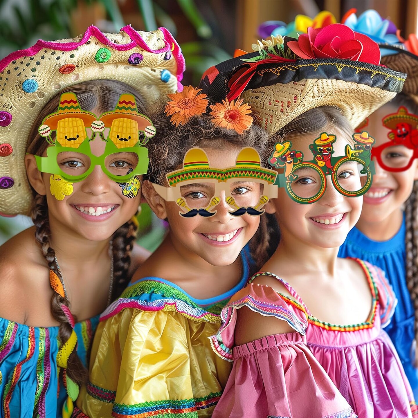 Cinco De Mayo Decorations - 12 PCS Mexican Paper Eyeglasses for Taco - Fiesta Party Decorations for Birthday Accessories Party Favors Decor Outfit Dress,Cinco De Mayo Shirts for Women