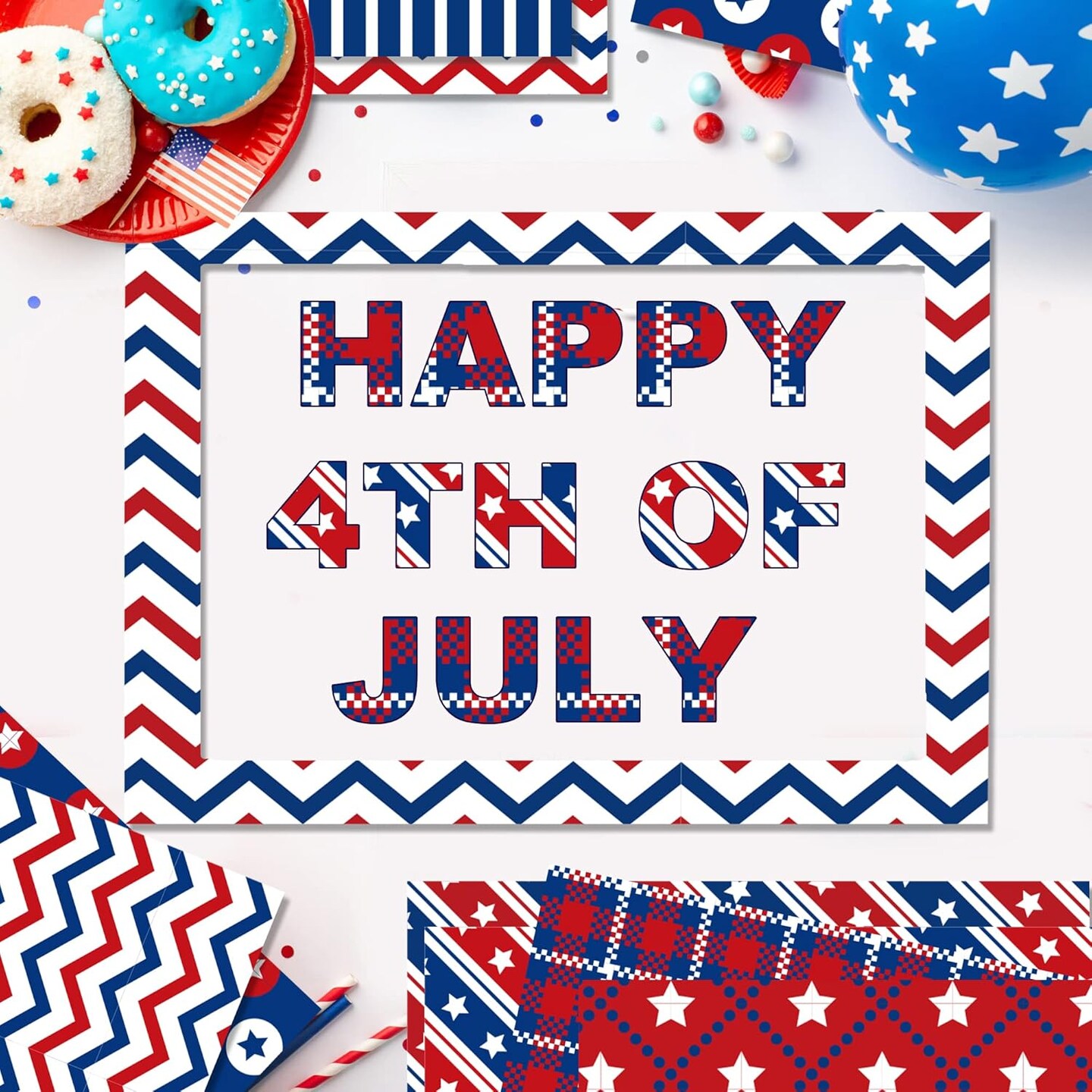 Patriotic American Flag Double-Sided Paper,