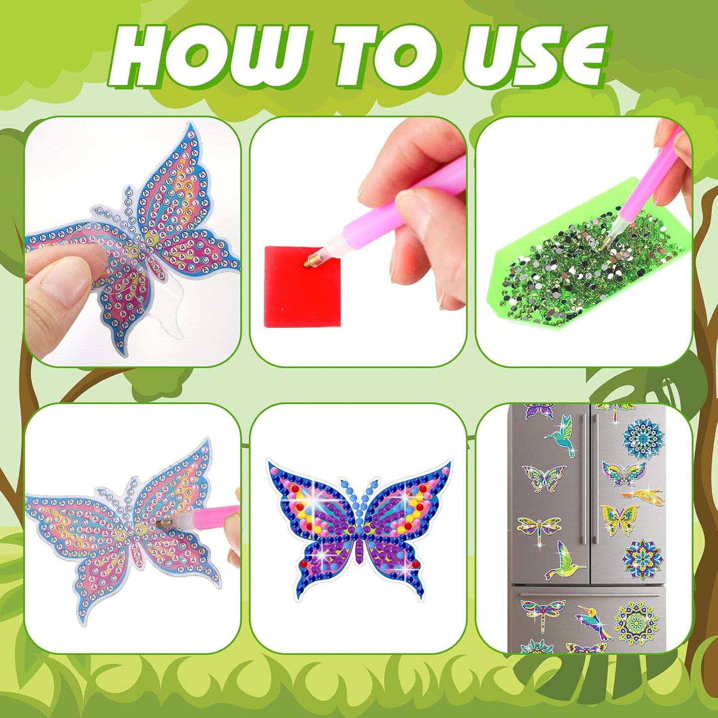 16 Pcs Spring Diamond Art Painting Magnet Kits