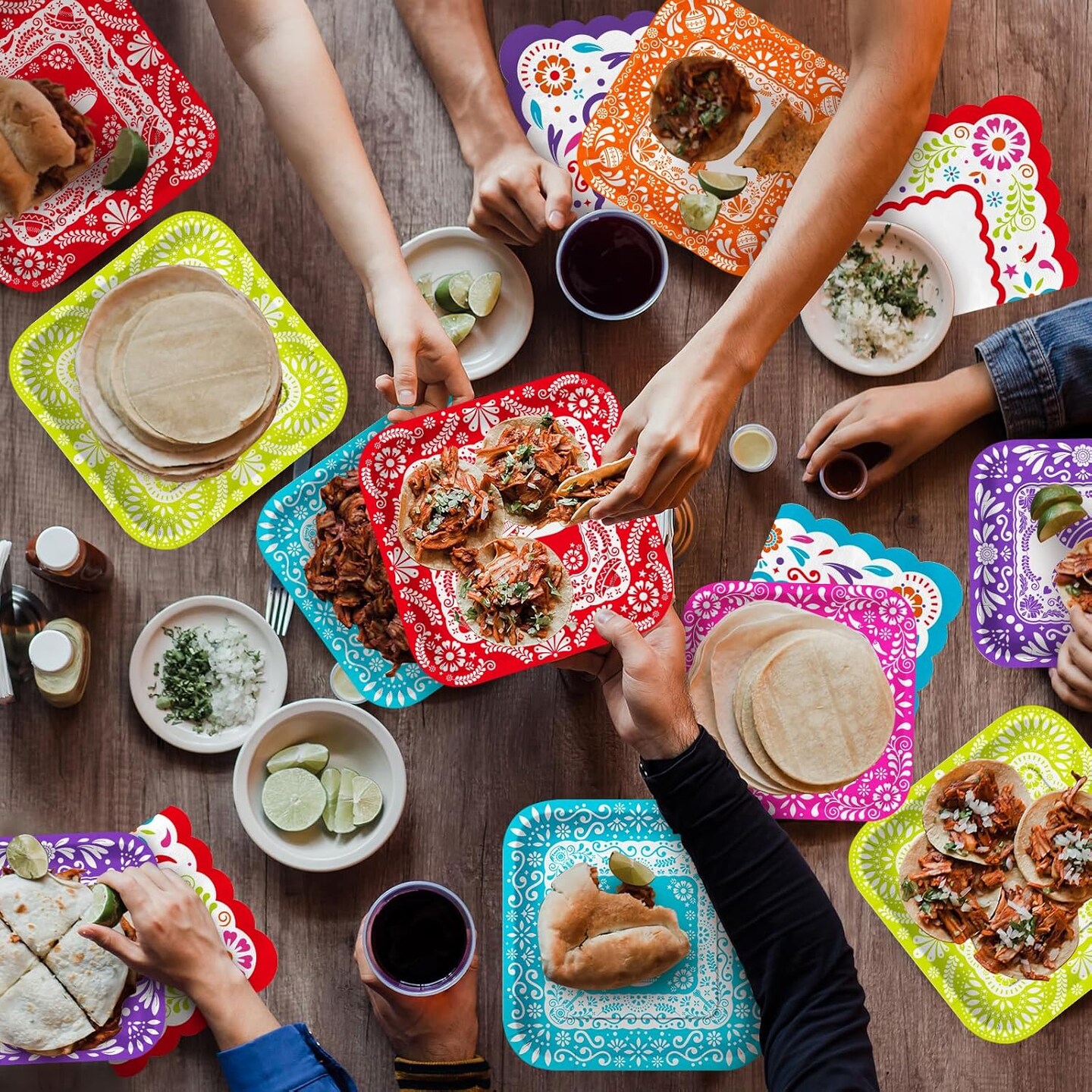 Fiesta Party Supplies Kit for 48: Complete Mexican Celebration Pack with Dinner &#x26; Dessert Paper Plates, Napkins -Cinco de Mayo, Taco Birthday &#x26; Mexican Party Decorations
