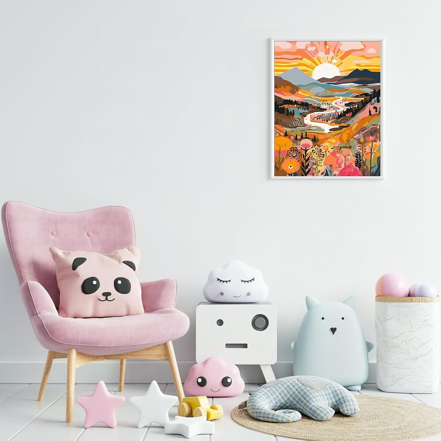 Paint by Numbers Kit for Adults Beginners & Kids Ages 8-12,1 Pack 16x20 inches Canva for Painting Kits for Adults in Colorful Box(Without Frame)- Sunrise Mountains and Rivers