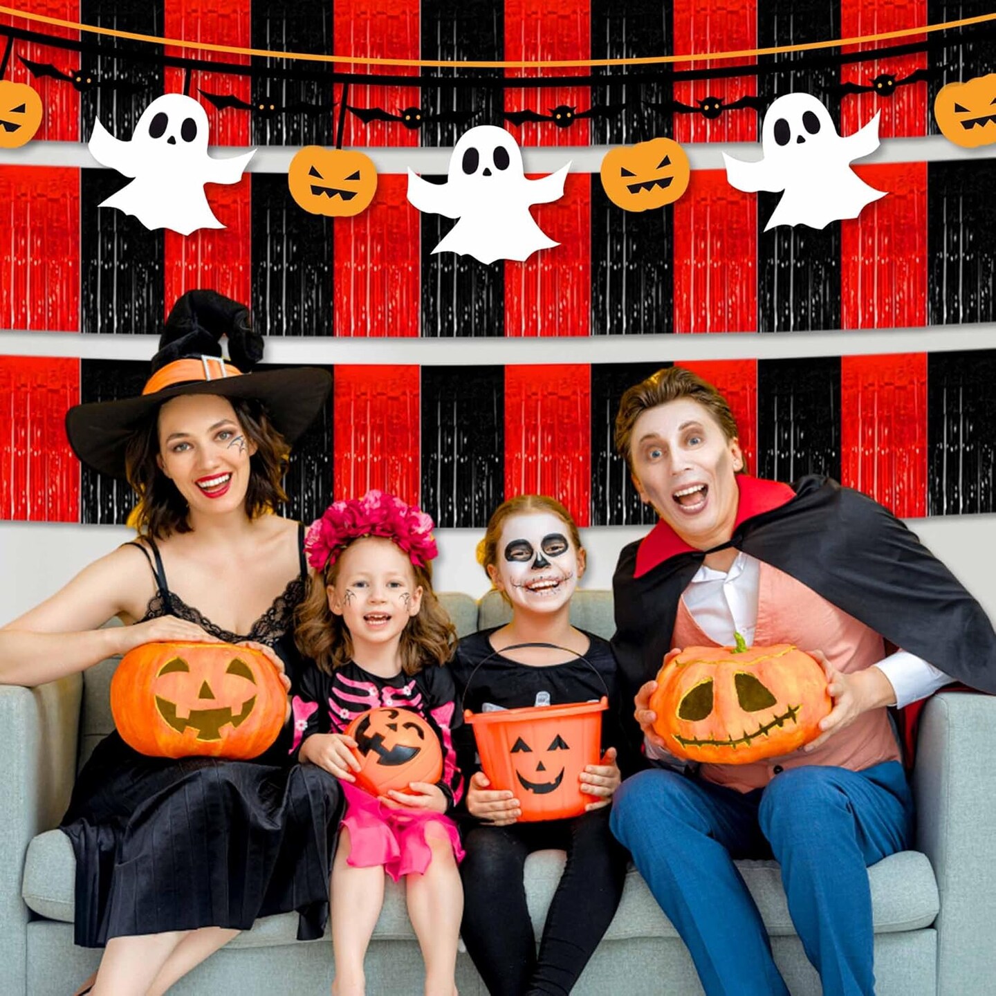 4 Pack 10 Ft Black and Red Foil Fringe Garland for Party Decorations