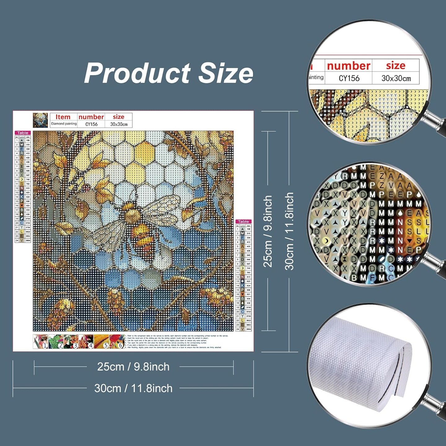 Stained Glass Bee 5D Diamond Painting Kit – Full Round Drill DIY Diamond Art for Adults & Beginners, 12×12 Inch Home Wall Decoration Gift