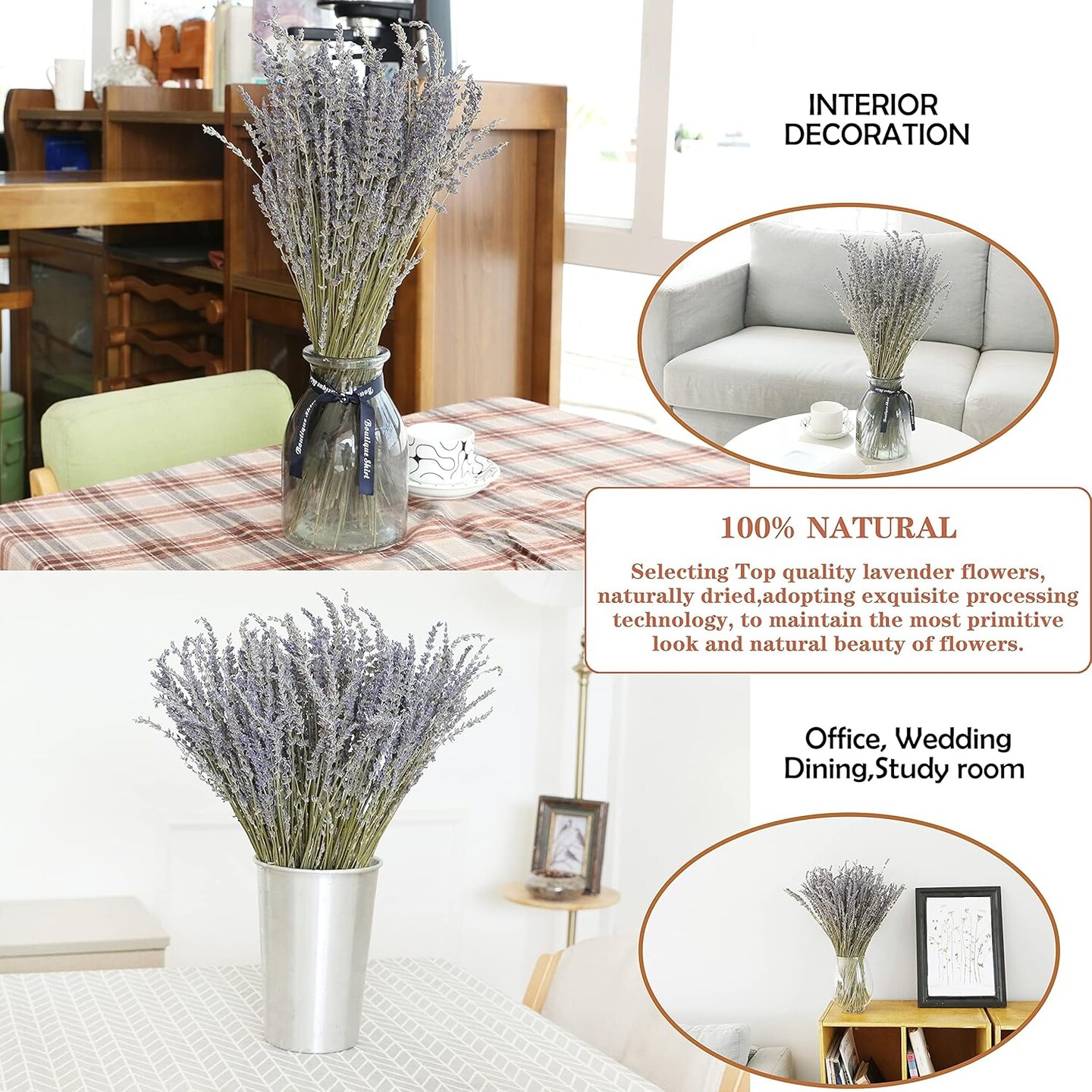 Dried Lavender Flowers Bundles 100% Natural Real Dry Flower for Home Decorations,Home Fragrance 350+ Stems