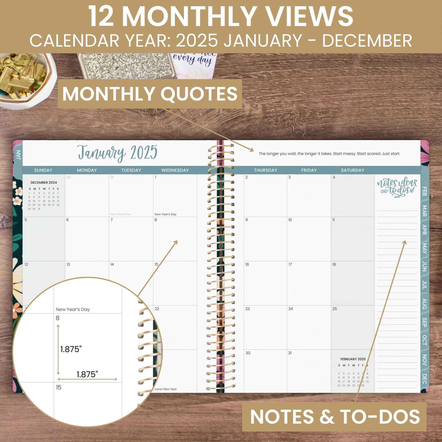 bloom daily planners 2025 Soft Cover Planner, 8.5&#x22; x 11&#x22;, Blooming Wildly