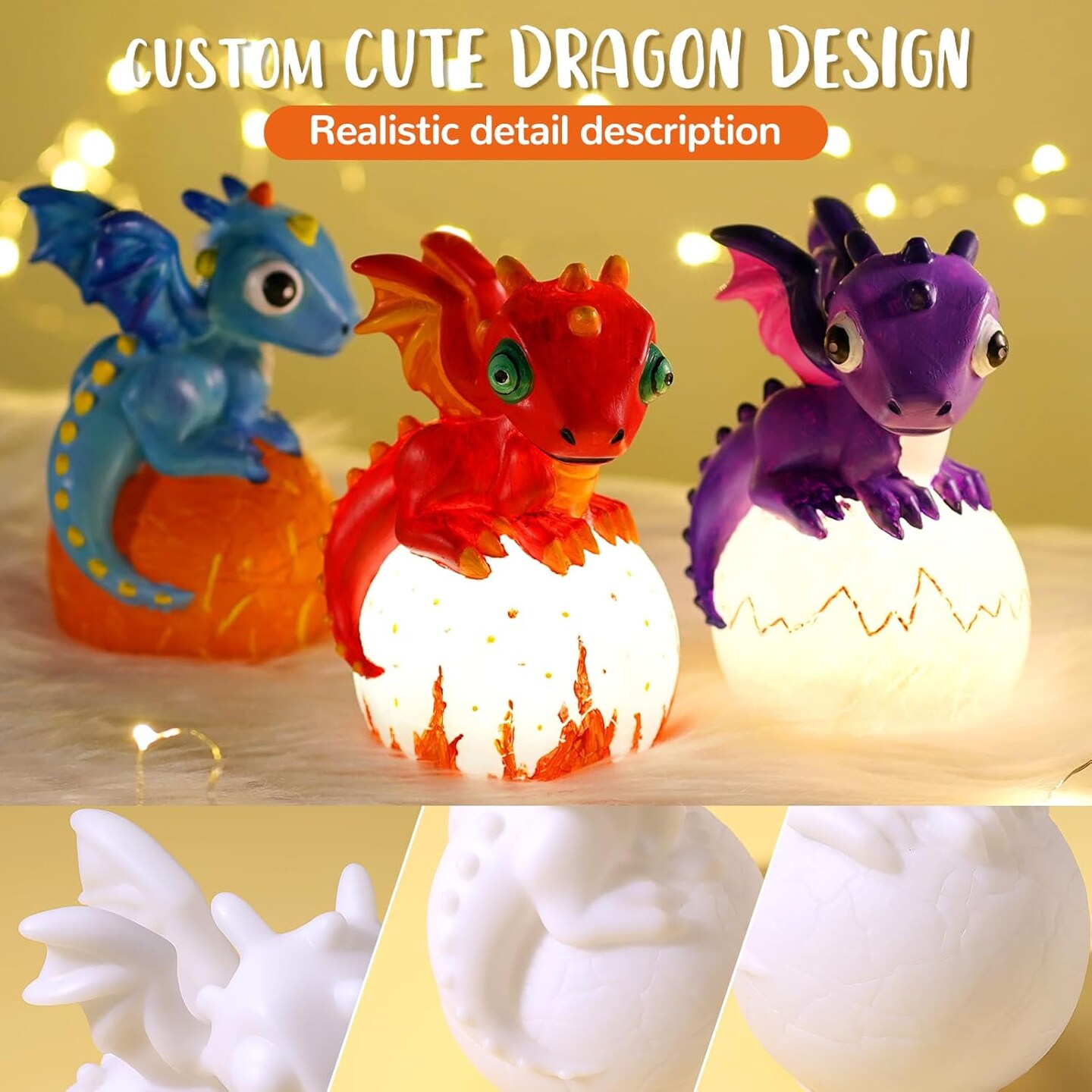 JMMICO Paint Your Own Dragon Lamp Craft Kit, Painting Kits for Kids Ages 4-8, DIY Dragon Craft Night Light with 12 Colors Paint, Arts and Crafts for Kids Ages 6-14,Pat-pat Drawing Toys Birthday Gift