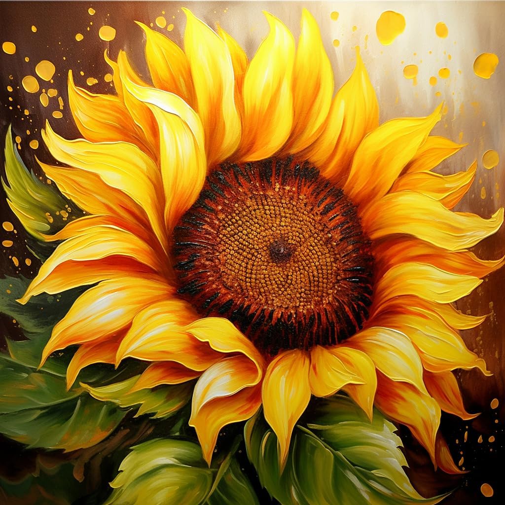 5D Diamond Craft Painting Gem Kits for Adults Sunflower Full Drill Round Diamonds Embroidery Art Kits Paint by Diamonds Wall Decor(30x30cm/12x12in)