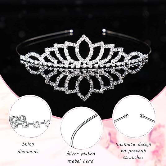 20 Pieces Girls Tiara Crown Silver Princess Crowns Girls Crystal Tiaras for Wedding Birthday Party