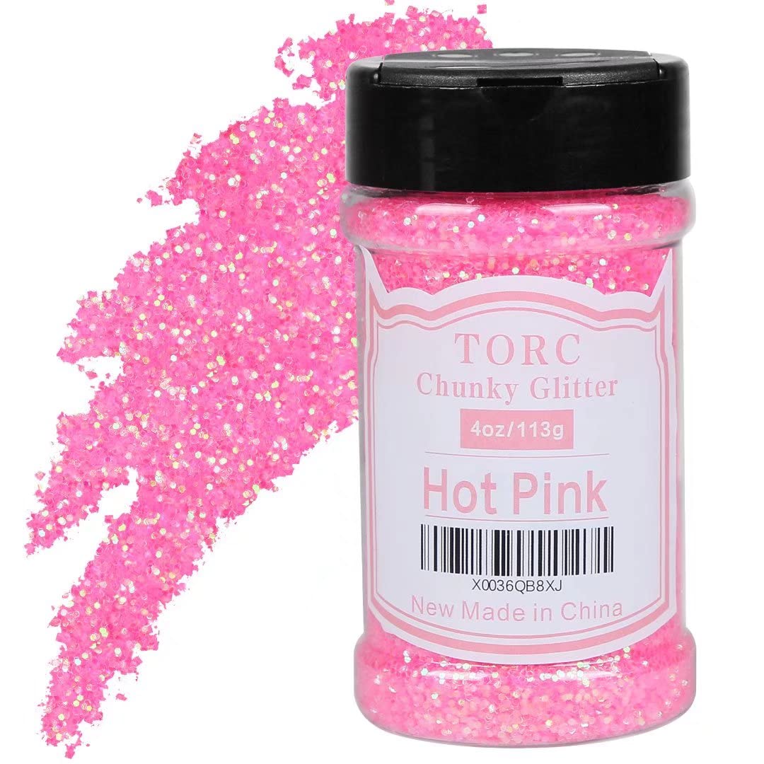 Iridescent Hot Pink Chunky Glitter 4 OZ Glitter for Resin Crafts Tumblers Cosmetic Makeup Nail Art Festival Decoration