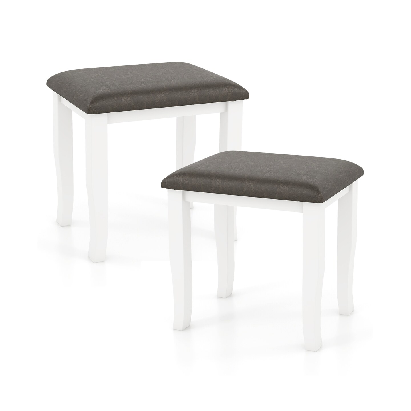 Set of 2 Vanity Stool Set, Cushioned, Solid Wood Frame, Stylish and Versatile Design
