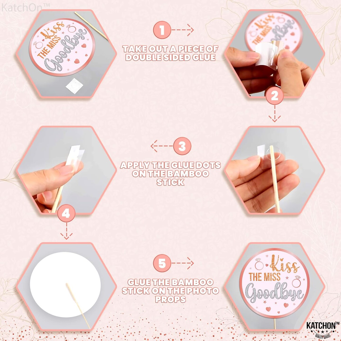 Bachelorette Photo Booth Props Set - Pack of 35 | Rose Gold Bridal Shower Photo Booth Props for Bridal Shower Decorations | Bachelorette Party Photo Props for Bachelorette Party Decorations