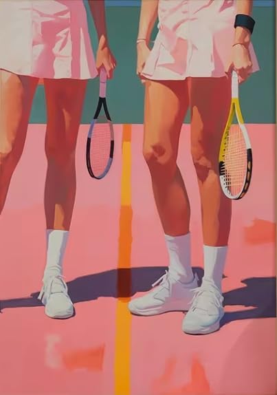 Vintage Sport Paint by Numbers Kit for Adults, DIY Acrylic Watercolor Oil Painting by Number On Canvas Without Frame,Retro Tennis Paint for Home Wall Decor 16x20inch