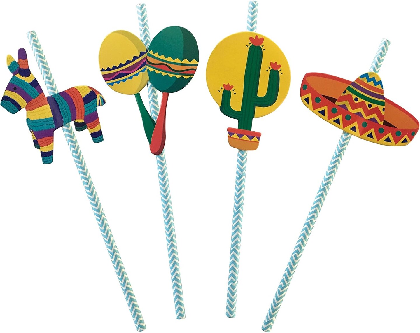 Fiesta Party Straws | Mexican Decorations | Final Fiesta Bachelorette Party Supplies | Set of 32, PRE-ASSEMBLED Paper Straws