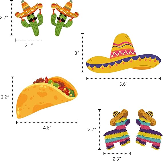 8PCS Cinco De Mayo Fiesta Headband - Mexican Sombrero/Pinata/Cactus/Taco Party Supplies Favors Accessories Decorations