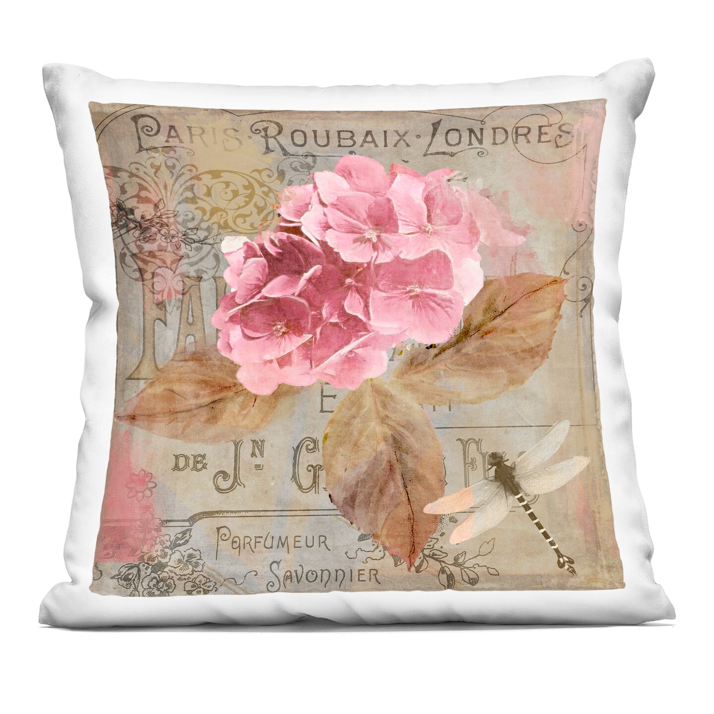 Stupell Industries Vintage French Hydrangea Decorative Printed Pillow design by Sasha, 18 x 7 x 18