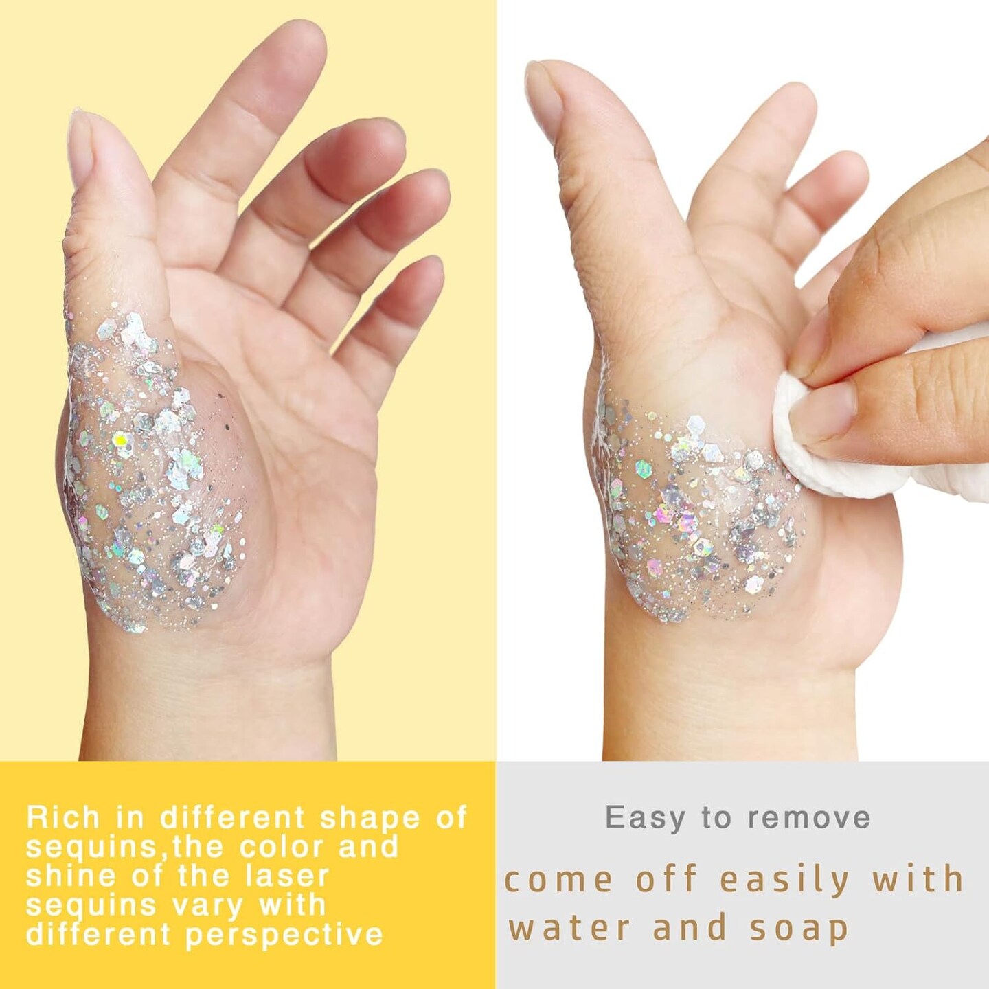 Silver Body Glitter,Chunky Silver Face Hair Glitter,Silver Glitter Makeup for Eyes,Sparkle Face Paint for Women and Kids,Music Festival Party Accessories