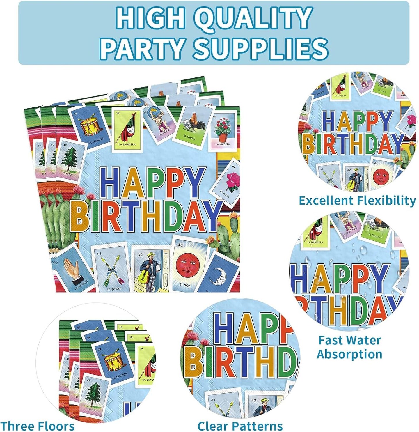 96Pcs Mexican Party Decorations Mexican Card Party Plates Disposable 350GSM Mexican Fiesta Party Tableware Set for Fiesta Birthday Party Carnival Cinco De Mayo Taco Party Decorations, Serves 24
