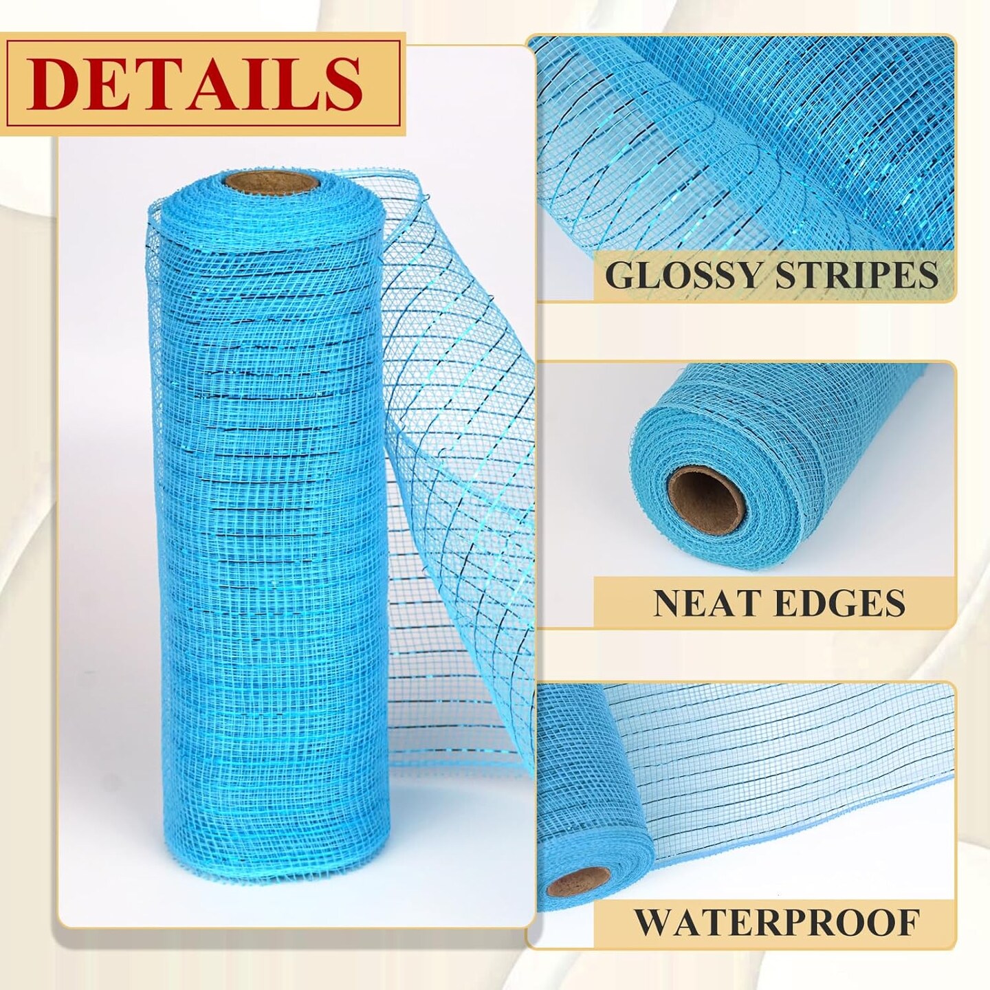 Blue Deco Mesh Ribbon, Decorative Mesh Roll