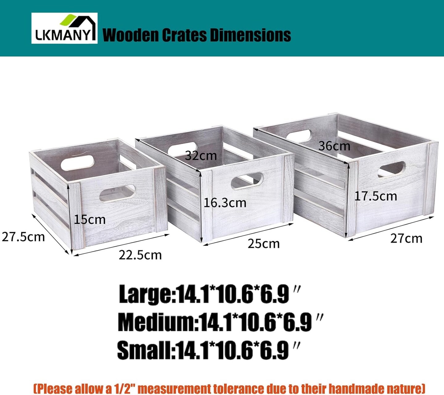 Set of 3 Storage Crate Decorative Wood Crates