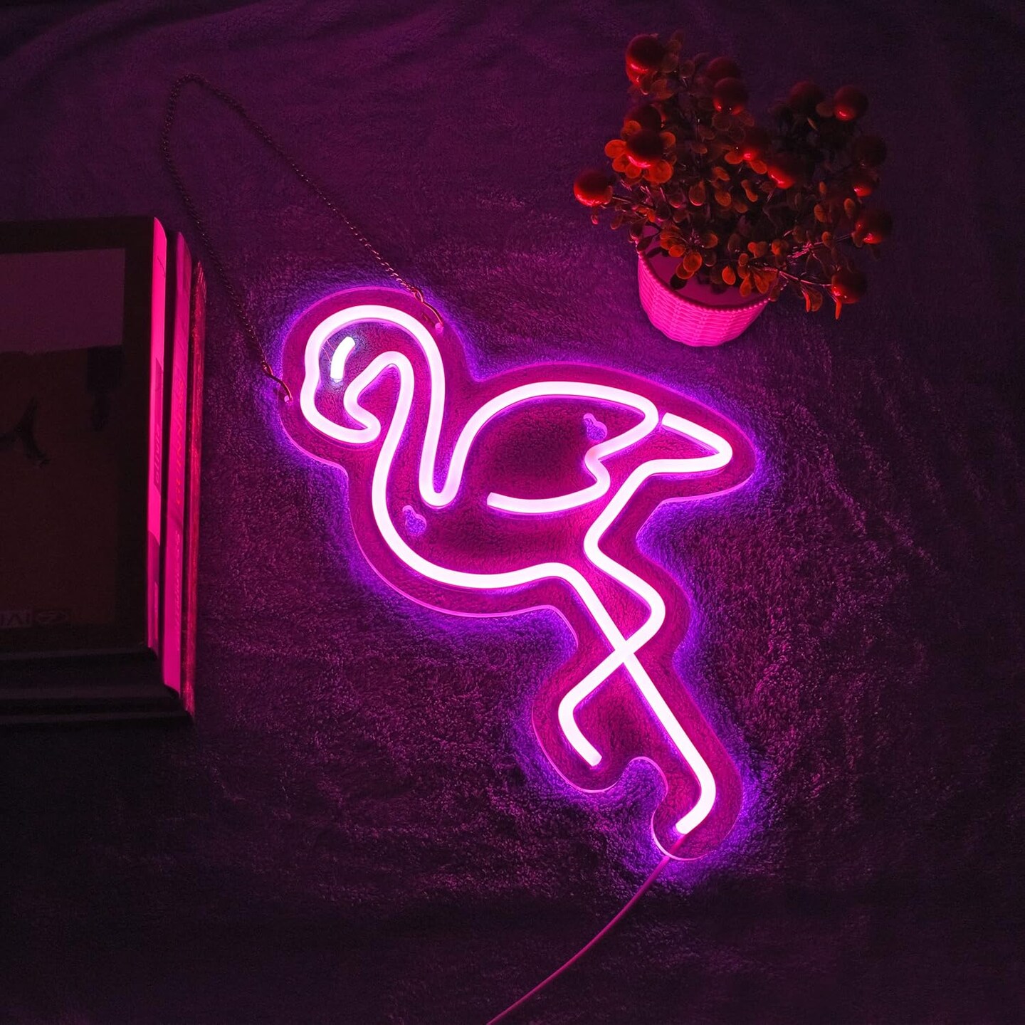 Summer Pink Flamingo Neon Light &#x2013; Tropical LED Sign for Summer Room D&#xE9;cor, Pool Parties, Beach Bars, and More