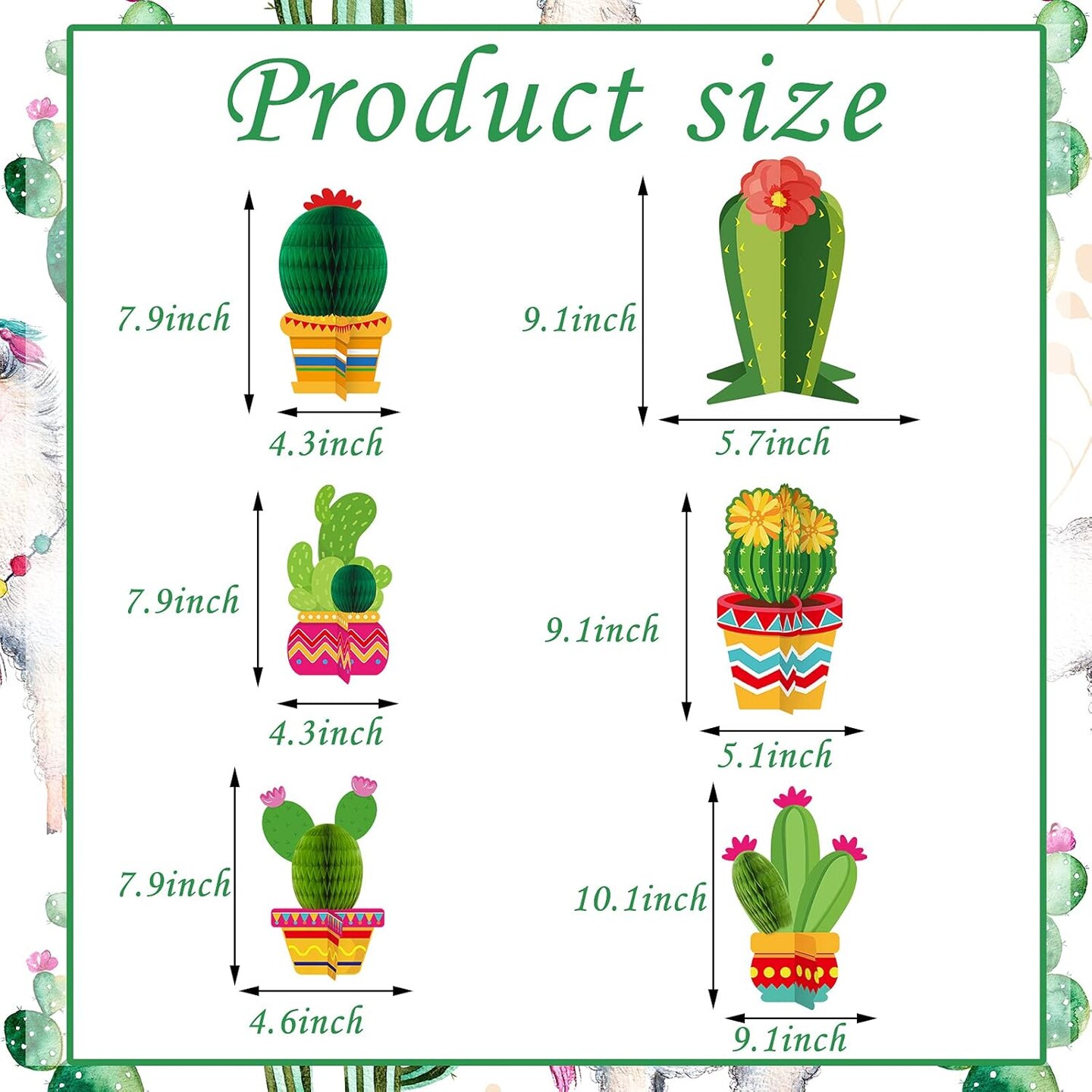 12 Pcs Cactus Party Decorations Cinco De Mayo Honeycomb Table Centerpieces Mexico Garland Cutouts for Fiesta Baby Shower Favor Cactus Theme Classroom Birthday Mexican Party Decoration Supplies