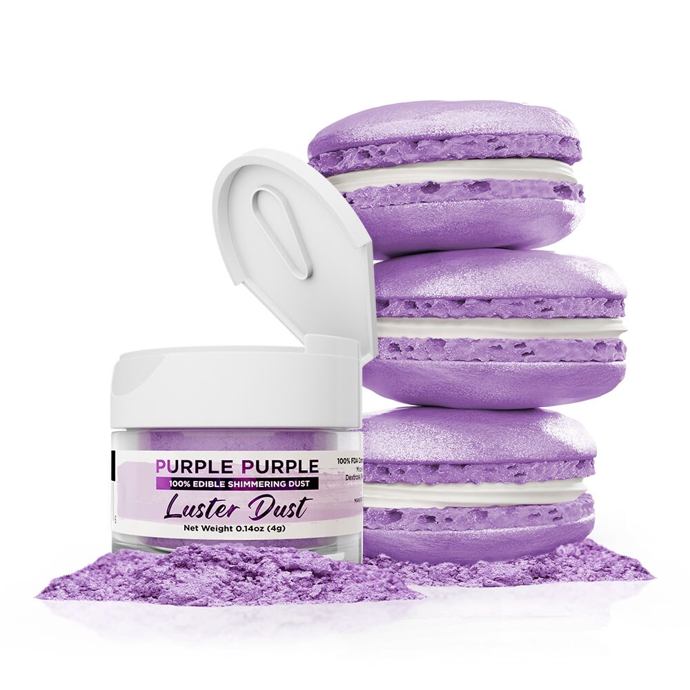 Bakell - Purple Purple Luster Dust (4g, 1x Jar) Edible Vegan Dust &#x26; Paint for Baking, Desserts and Beverages