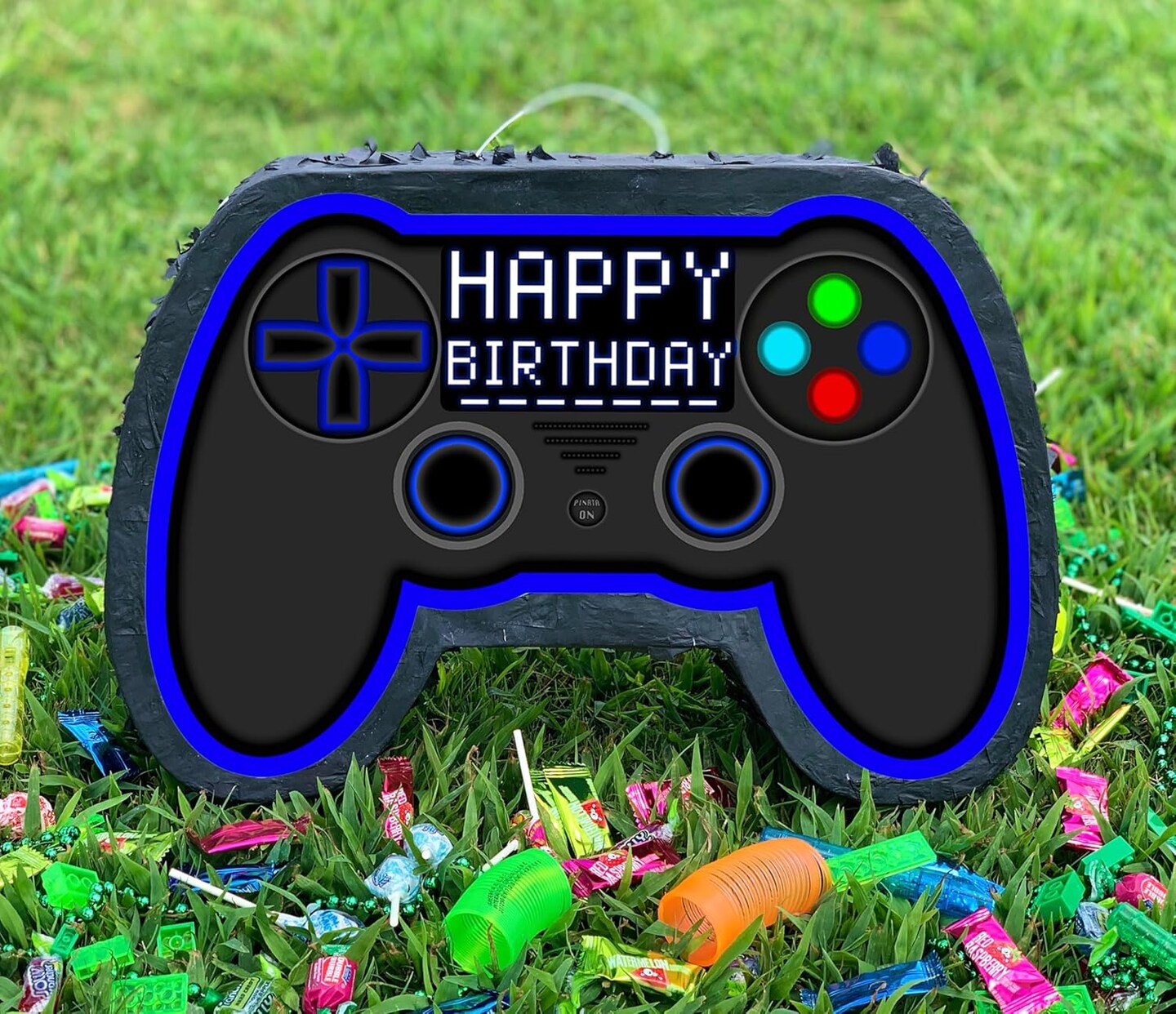 Blue Video Game Controller Pi&#xF1;ata (Small Stick Included) 17&#x201D;x11&#x201D;x 3&#x201D; Perfect for Birthday Gamer Parties, Party Decor, Gaming theme parties and other Decorations - By Jergrim