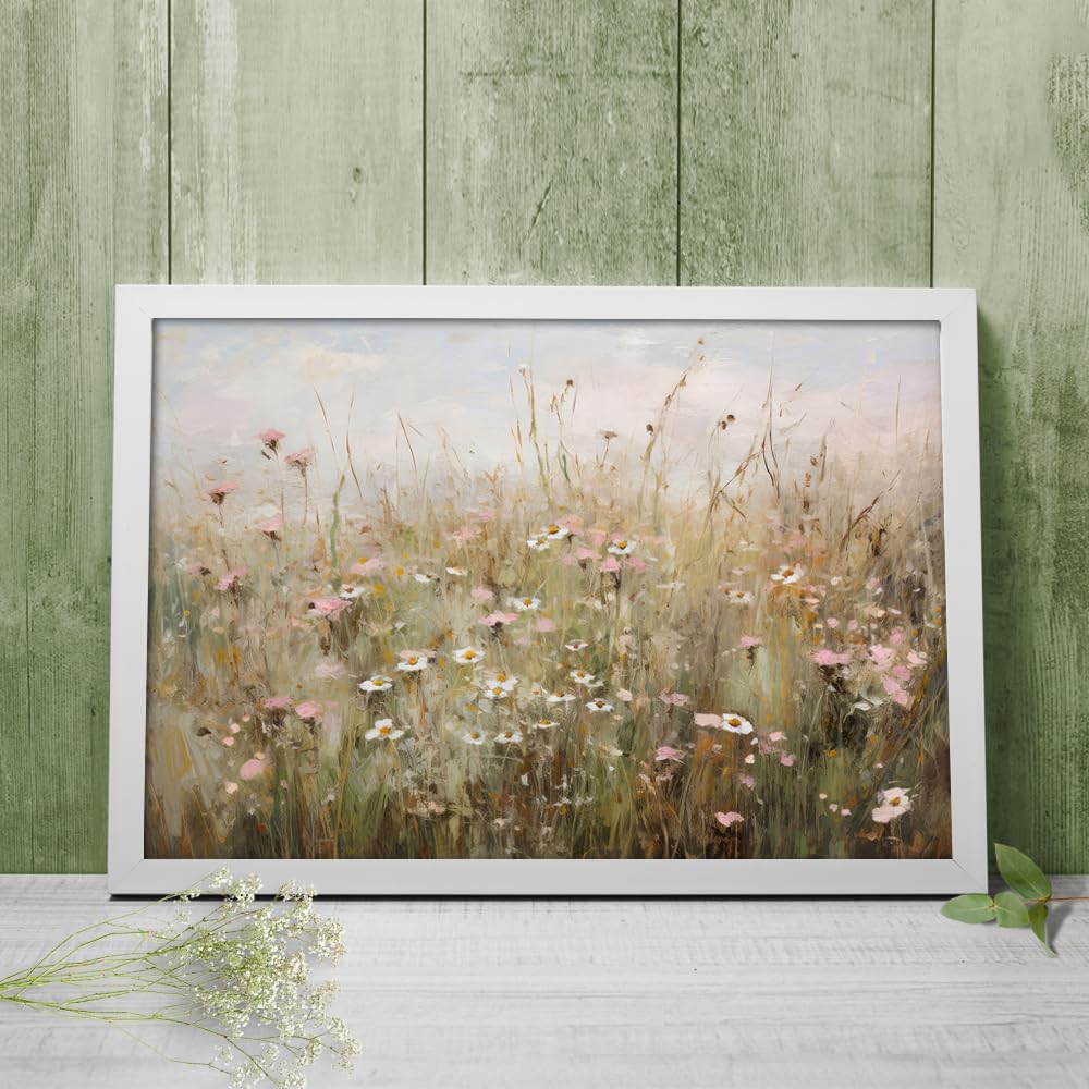 Summer Vintage Wildflower Canvas Wall Decor, Botanical Floral Poster Prints and Classical Flower Paintings for Farmhouse Living Room, Bedroom, and Bathroom, 16 x 24 Inch Unframed