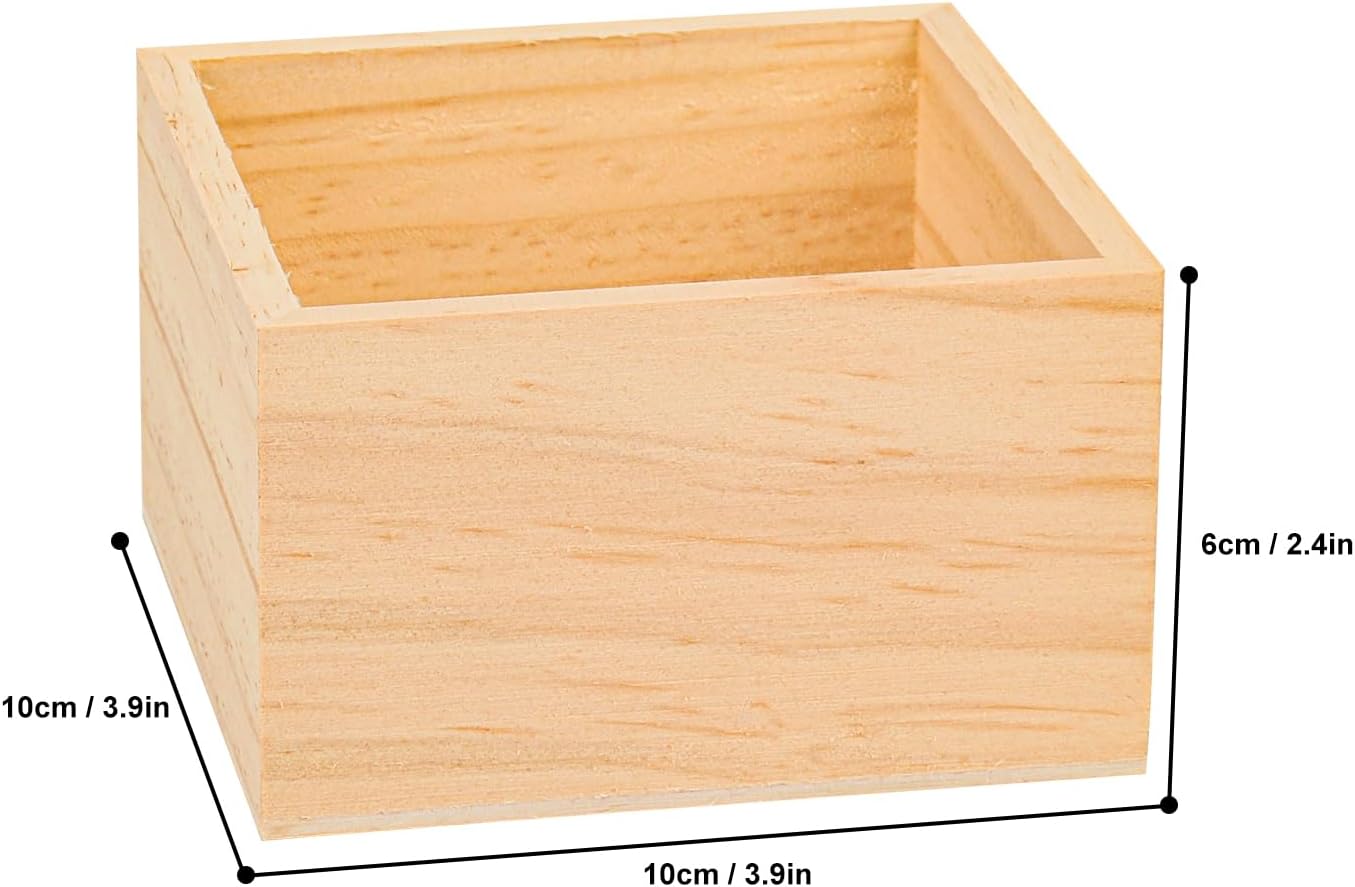 4 x 4 Inch Unfinished Small Wood Crates Organizer Storage Boxes