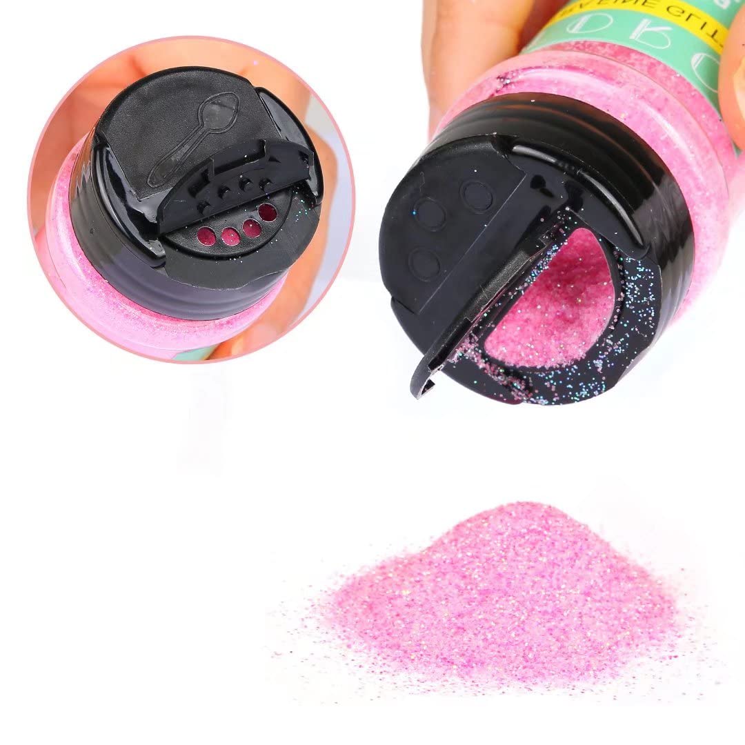 6 oz Pink Fine Glitter Set, Iridescent Pink Hot Pink Fine Glitter for Resin Crafts Tumblers Slime Cosmetic Nail Art Makeup Festival Decor