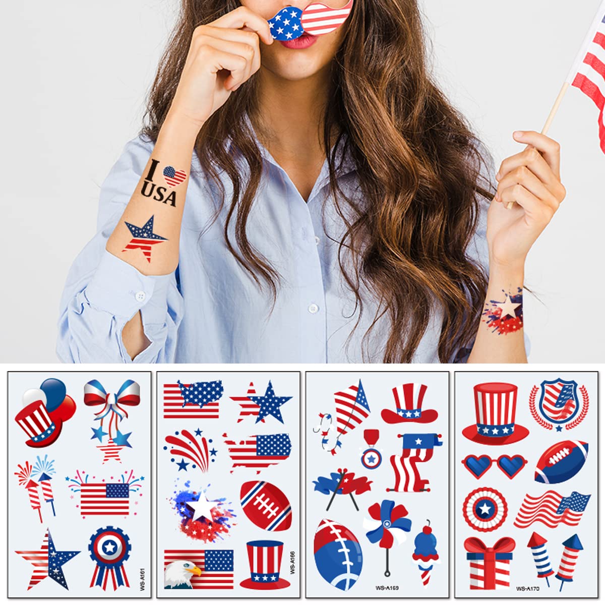 90Pcs Fourth of July Temporary Tattoos