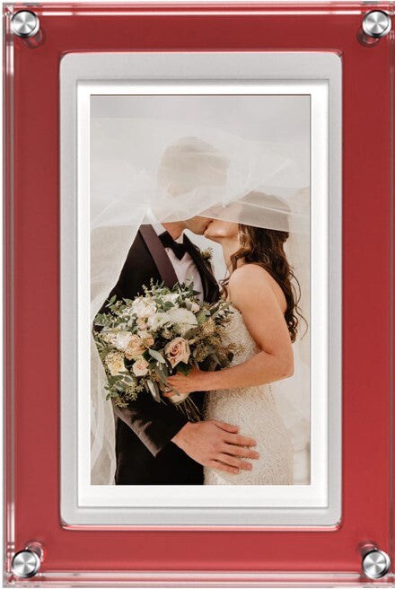 5" Red WiFi Acrylic Digital Photo Frame – Smart Video Picture Frame with Frameo App