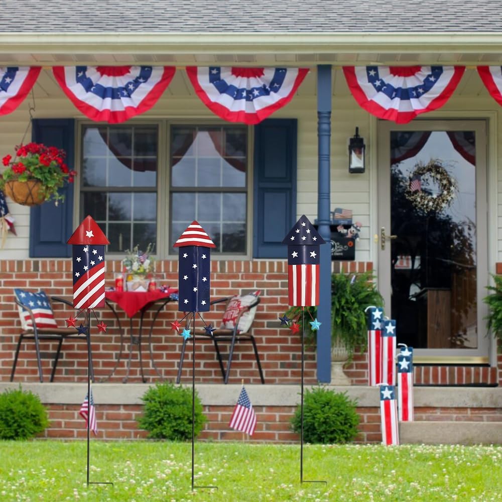 July 4th Retro Wood Plaque With Iron Stand - Home Of The Free Because Of The Brave - 4&#x22;x4&#x22; Wooden Block Sign, Patriotic Desk Signs, Shelf &#x26; Tabletop Decorations, America Memorial Day Supplies - E05