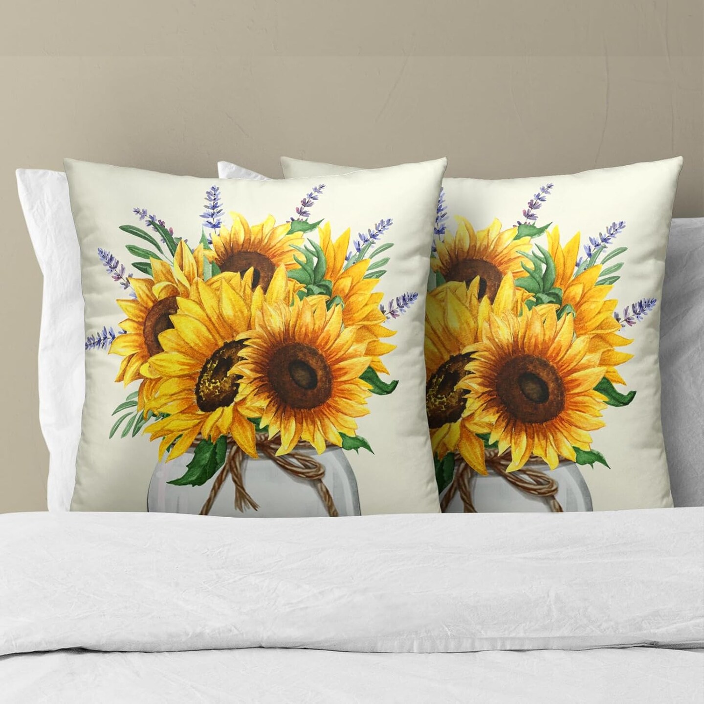 Nature Summer Flower Vase Floral Decorative Square Pillowcases for Couch Sofa Bench Living Room Bedroom Decoration