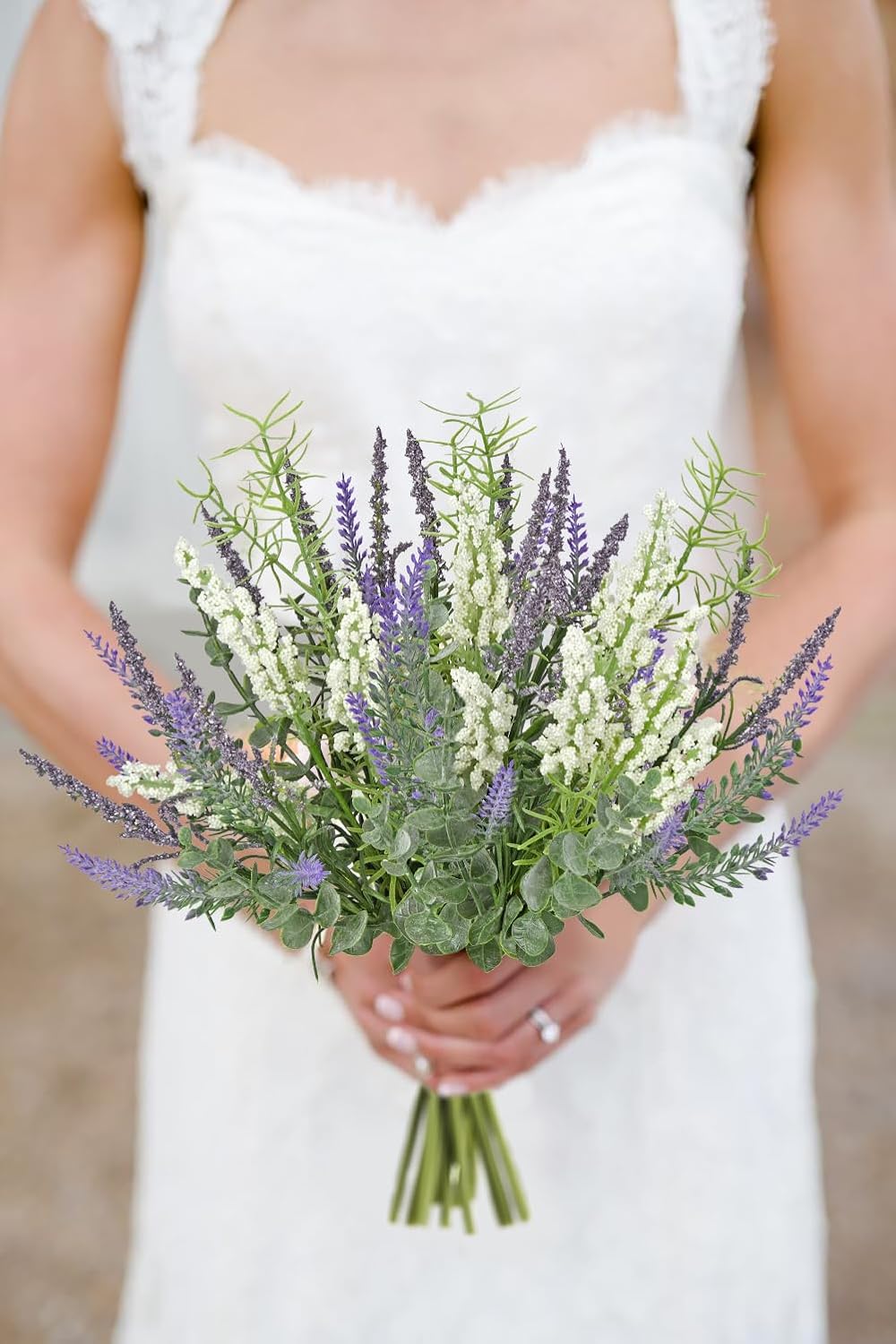 3 Bundles Fake Flowers Artificial Lavender Stems Bouquet Faux Plastic Purple Dried Lavender Flowers Plants for Vase DIY Wedding Floral Arrangement Home Table Centerpieces Indoor Outdoor Decor